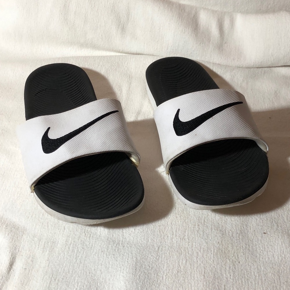 Nike White Sliders Kids Size 6Y